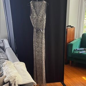 BCBGMaxAzria Gray Lace Maxi Dress